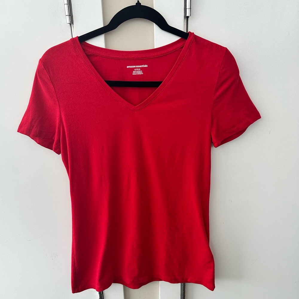 Bright Red V-Neck Tee